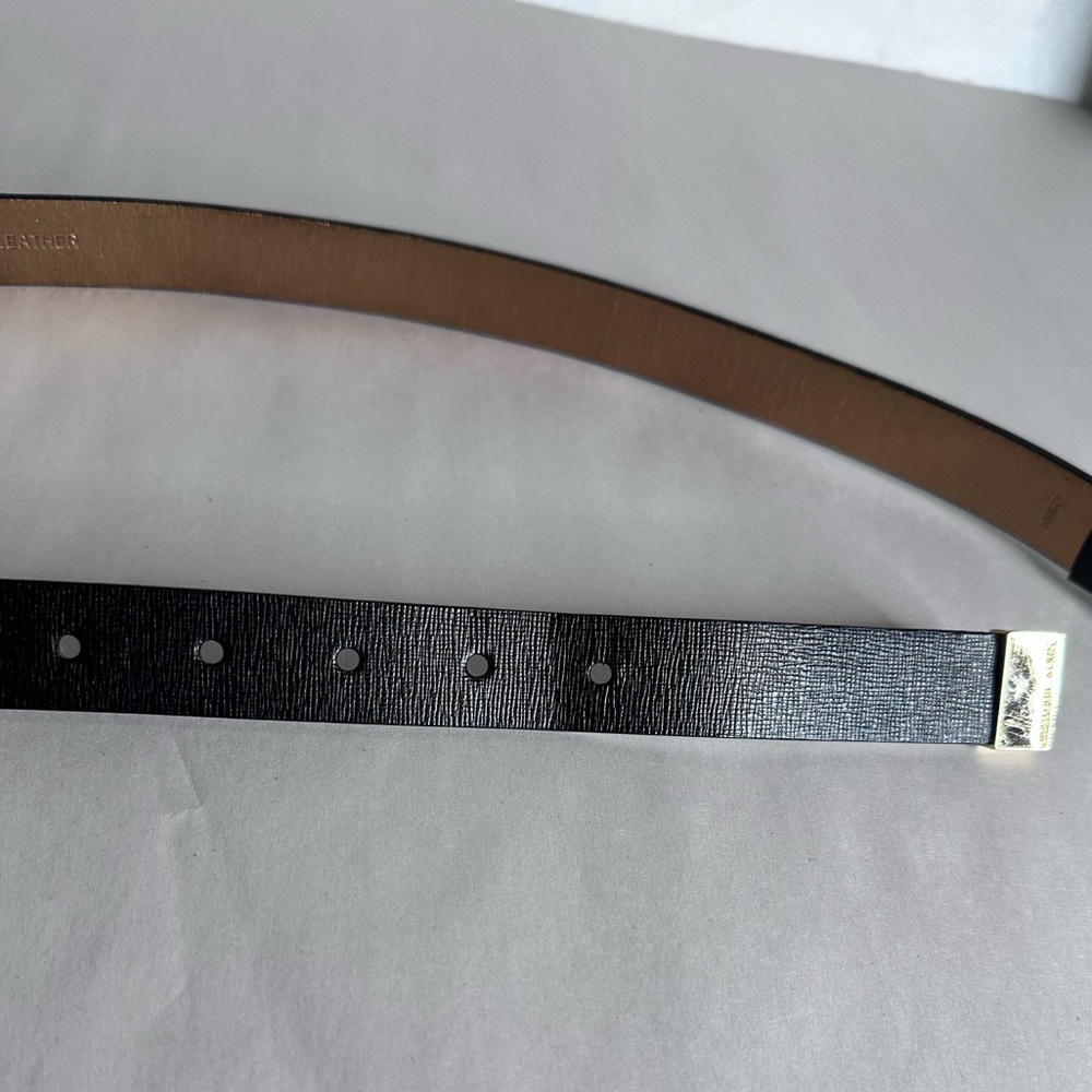 MICHAEL Michael Kors Black & Gold Buckle & metallic gold inner Leather Belt - Picture 5 of 7